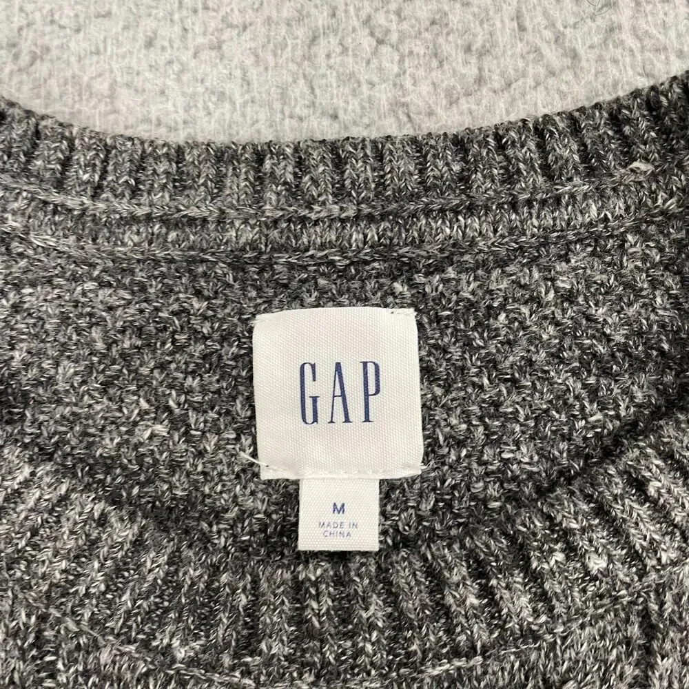 GAP Budding Cable Knit Fisherman Sweater Men M Charcoal Gray Normcore Crewneck‎
